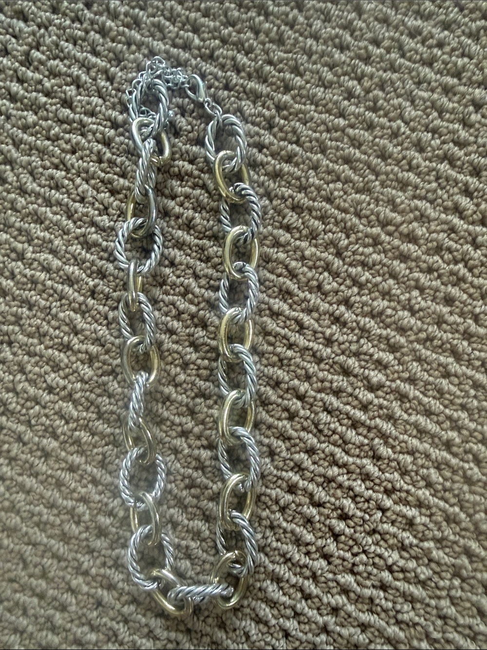 Yurman-style two-tone adjustable length choker necklace.